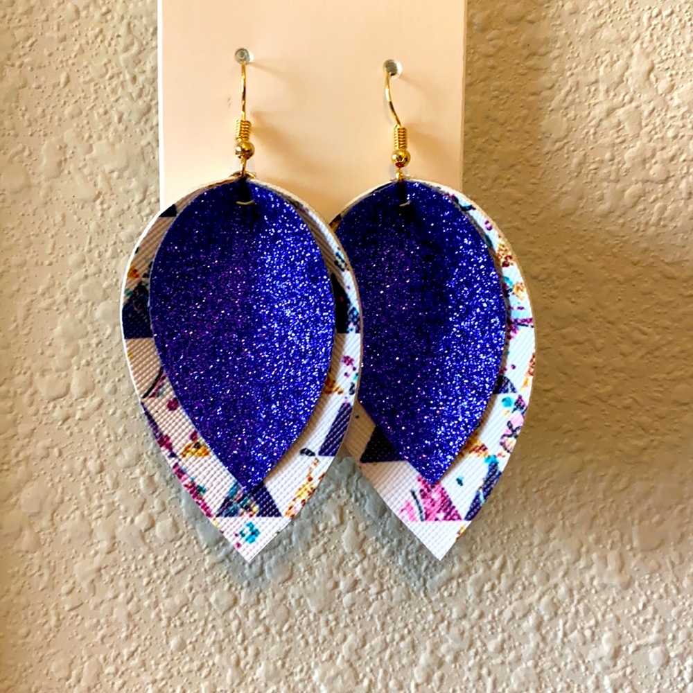 Sparkly purple faux leather earrings!